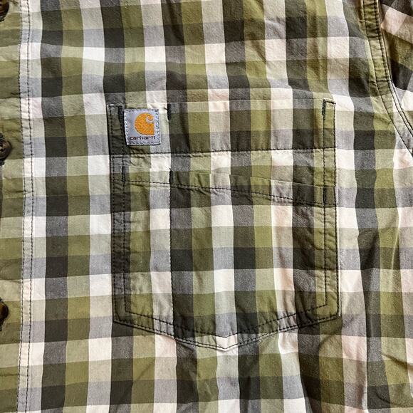 Carhartt Shirt Mens XL Plaid Button Down Relaxed Fit 103005 Green Work - Picture 2 of 7